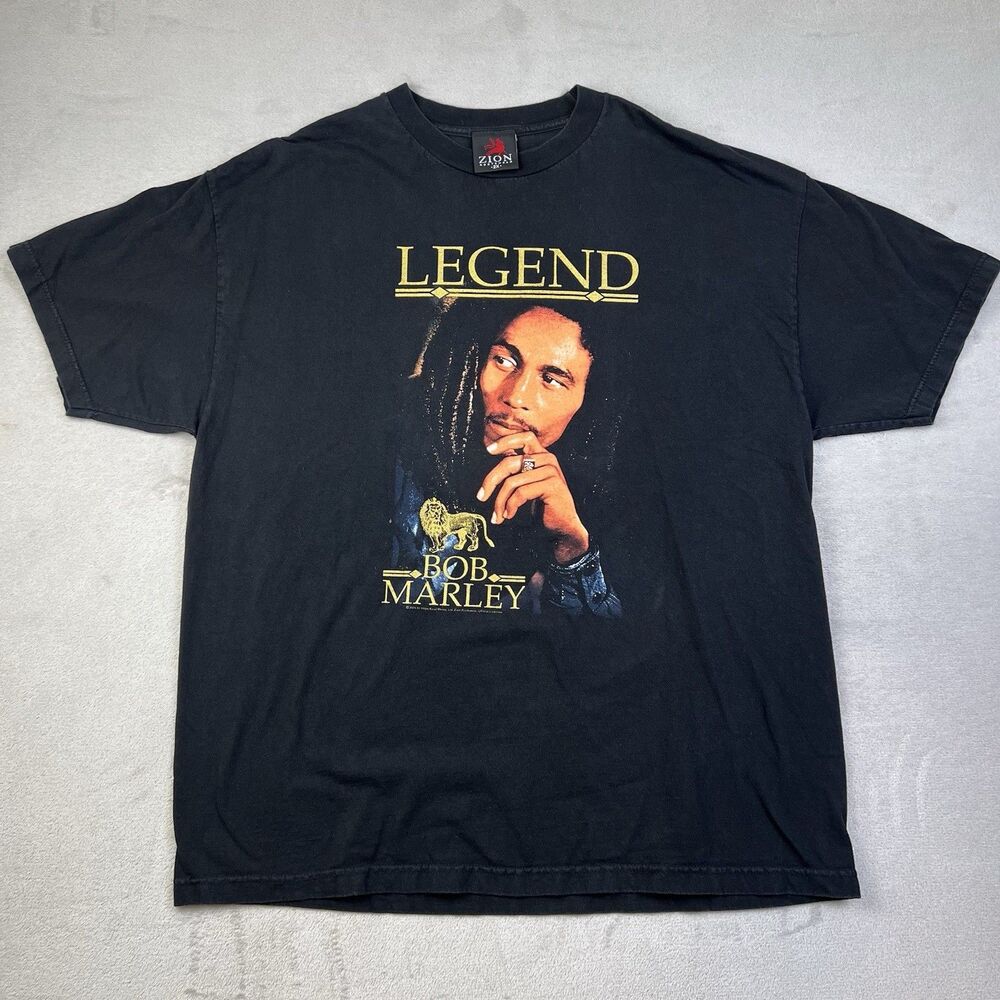 Vintage Zion Rootswear Bob Marley Legend Graphic T-Shirt Black Men's 2XL